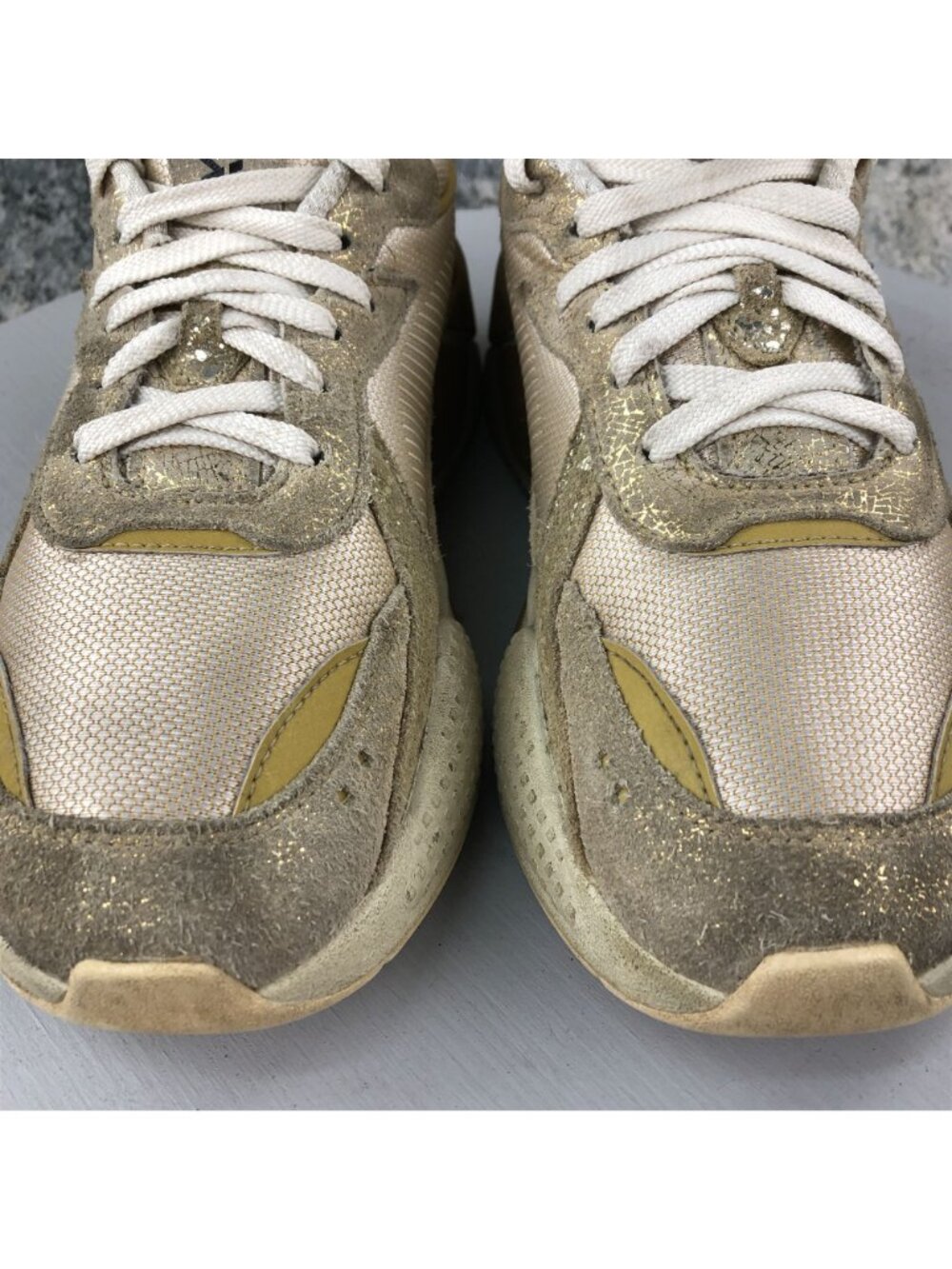 Puma Women's Size 9 RS-X Winter Glimmer Cream Gold Lace-Up Sneakers 372761-01 - Picture 7 of 12